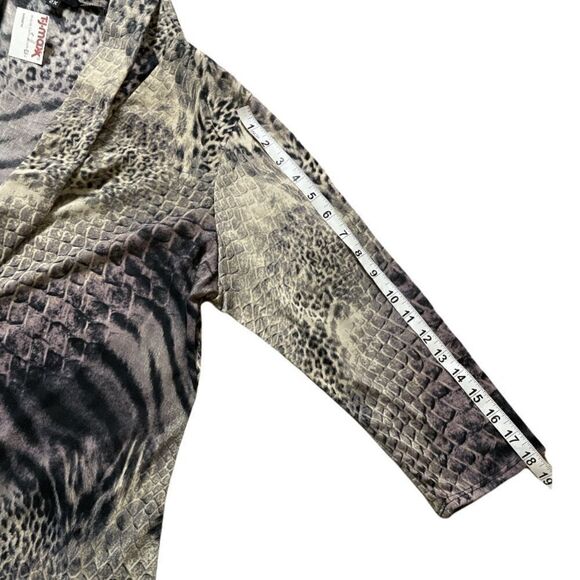 NWT S Point Open front shawl collar animal print cardigan jacket size 2X - Picture 6 of 8